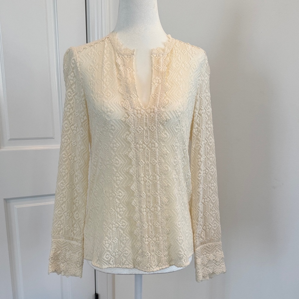 Rebecca Taylor Cream Lace Blouse